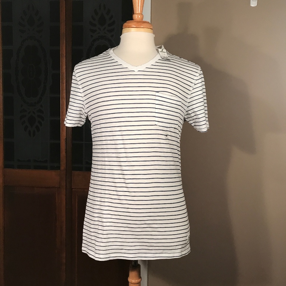 Express Slub Striped V-Neck Pocket Tee